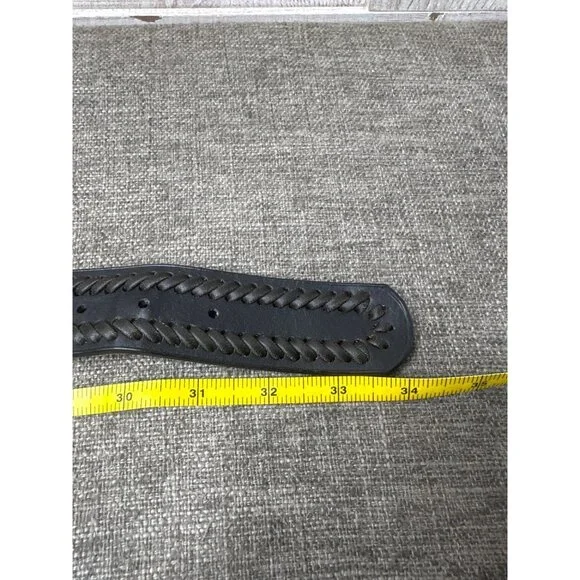 Mens Braided Black Faux Leather Belt Size S/M With Silver Buckle Dress Casual - Picture 6 of 6